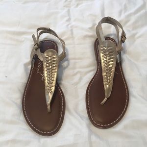 Gold American eagle sandals